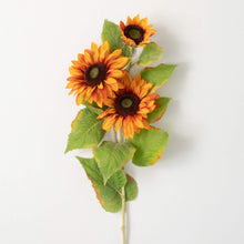 Load image into Gallery viewer, Orange Triple Sunflower Spray