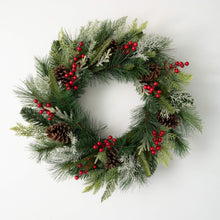 Load image into Gallery viewer, 24” Pine & Berry Wreath