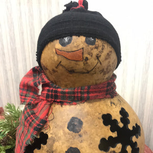 Carved Snowman Lighted Gourd