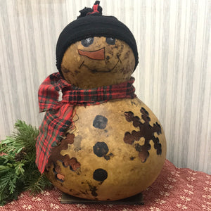 Carved Snowman Lighted Gourd