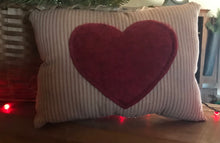 Load image into Gallery viewer, Red Ticking Heart Pillow
