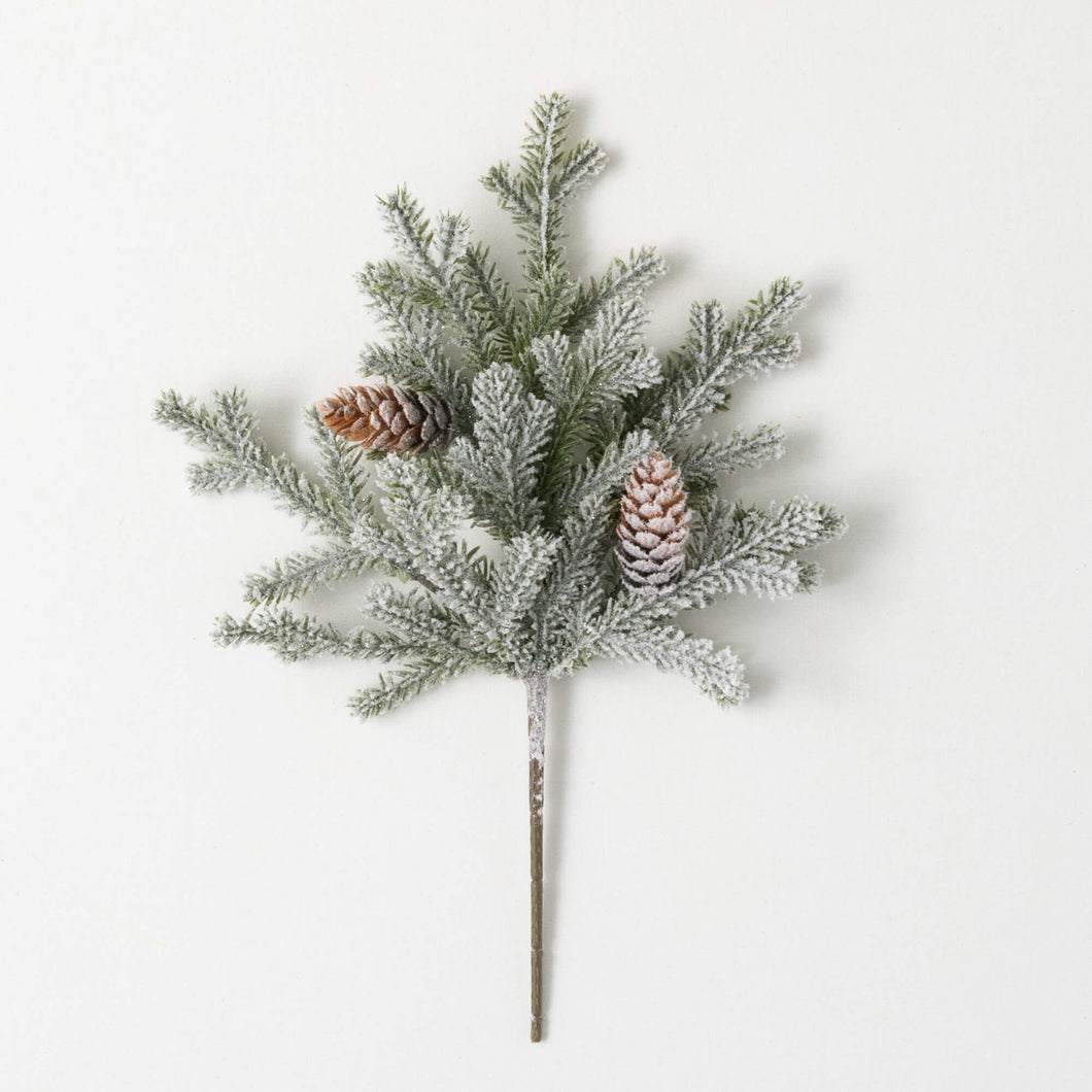 Flocked Winter Pine Pick