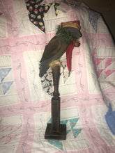 Load image into Gallery viewer, Crow on Stand with Santa Hat
