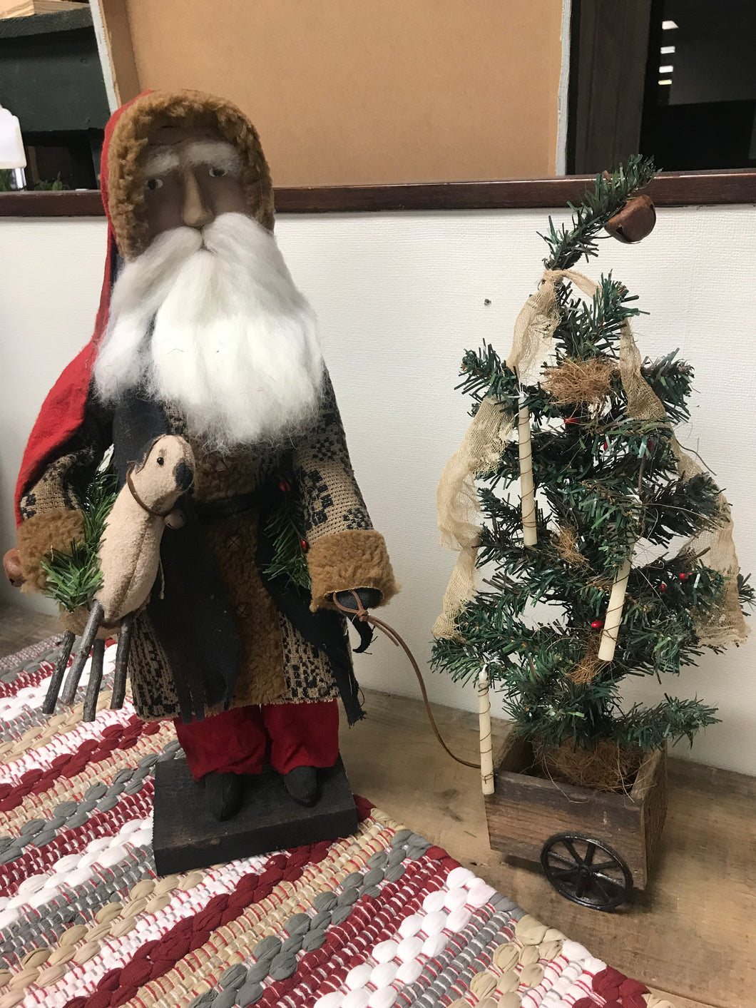 Santa Clause and Tree Cart