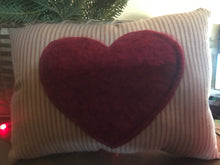 Load image into Gallery viewer, Red Ticking Heart Pillow
