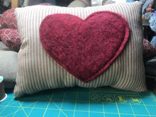 Load image into Gallery viewer, Red Ticking Heart Pillow
