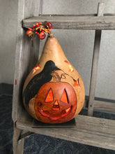 Load image into Gallery viewer, Crow and Jack Painted and Carved Gourd
