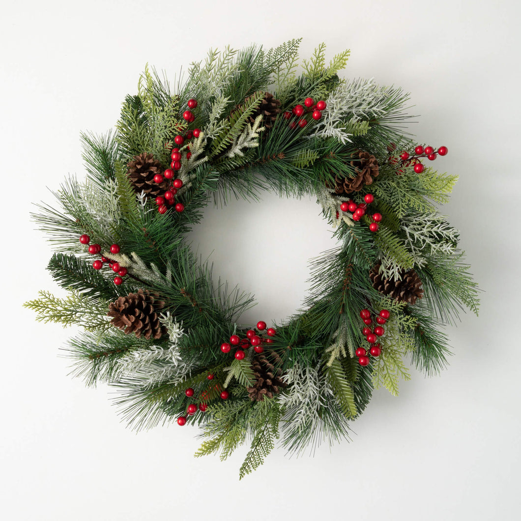 24” Pine & Berry Wreath