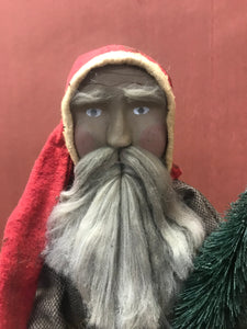 Standing Santa Claus in Brown Wool Cloak