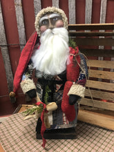 Load image into Gallery viewer, Old Quilt Standing Clay Face Santa
