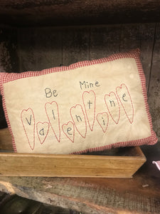 Be My Valentine Stitched Red Pillow