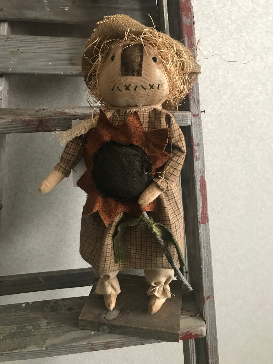 Susie Scarecrow Doll with Sunflower