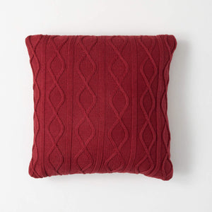 Cozy Red Cable Knit Pillow